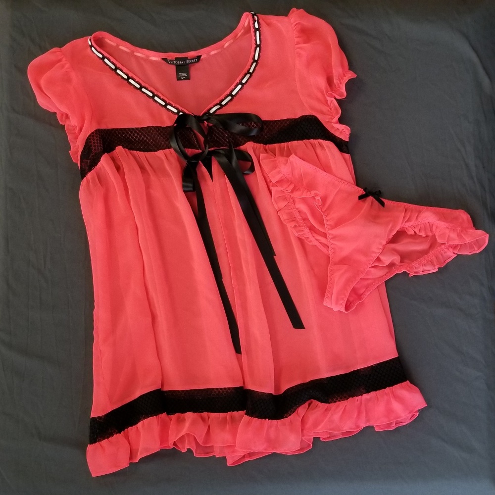 🔮Hot Pink Neon Lingerie Set Size Small